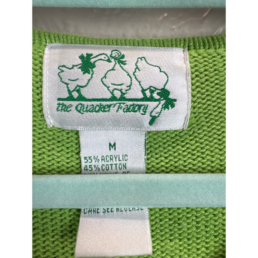 The‎ Quacker Factory Nautical Sweater Womens Green Black Sequins Anchors Medium - Picture 5 of 6